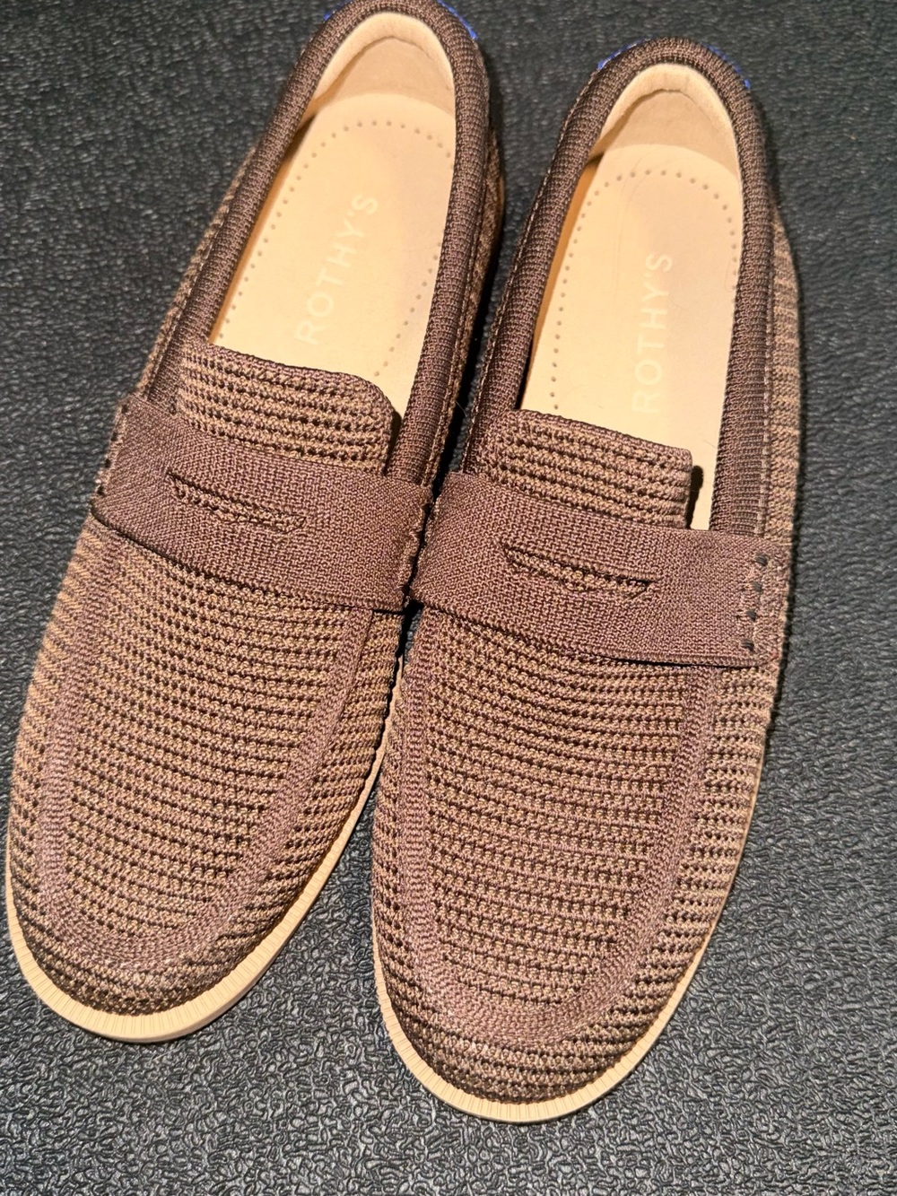 Rothy's Brown Knit Penny Loafers. Women. Size 8